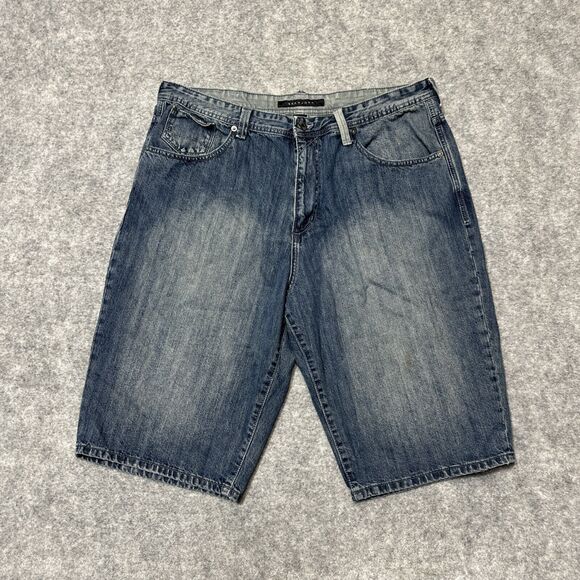 Sean John Men's Bermuda Jean Shorts‎ Sz 40 Blue Dark Denim Y2K Grunge Streetwear - Picture 2 of 8